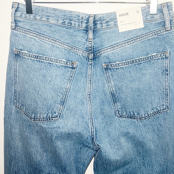 Agolde Fen High Rise Relaxed Taper 100% Cotton Button Fly Jeans - Picture 10 of 12